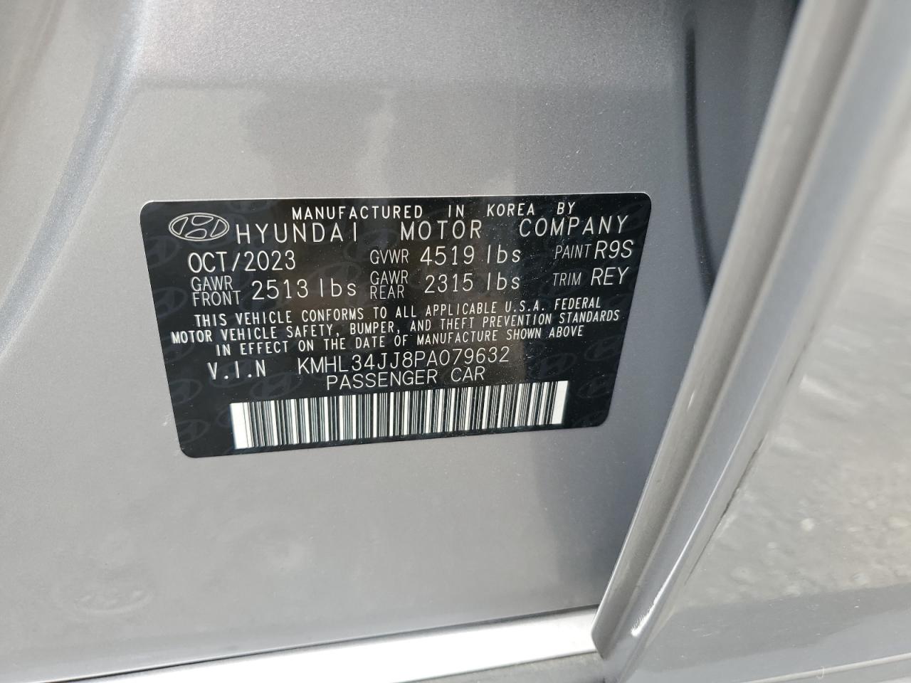 2023 Hyundai Sonata Hybrid VIN: KMHL34JJ8PA079632 Lot: 62482014