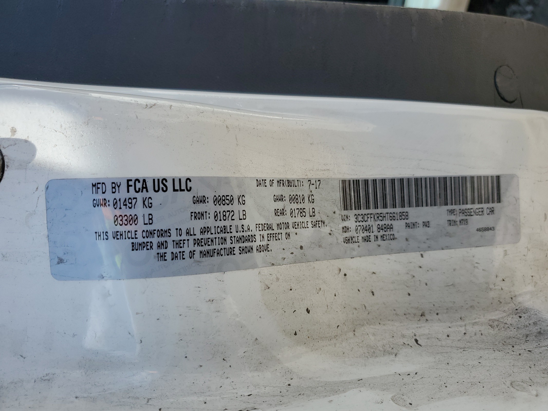 3C3CFFKR5HT661858 2017 Fiat 500 Pop