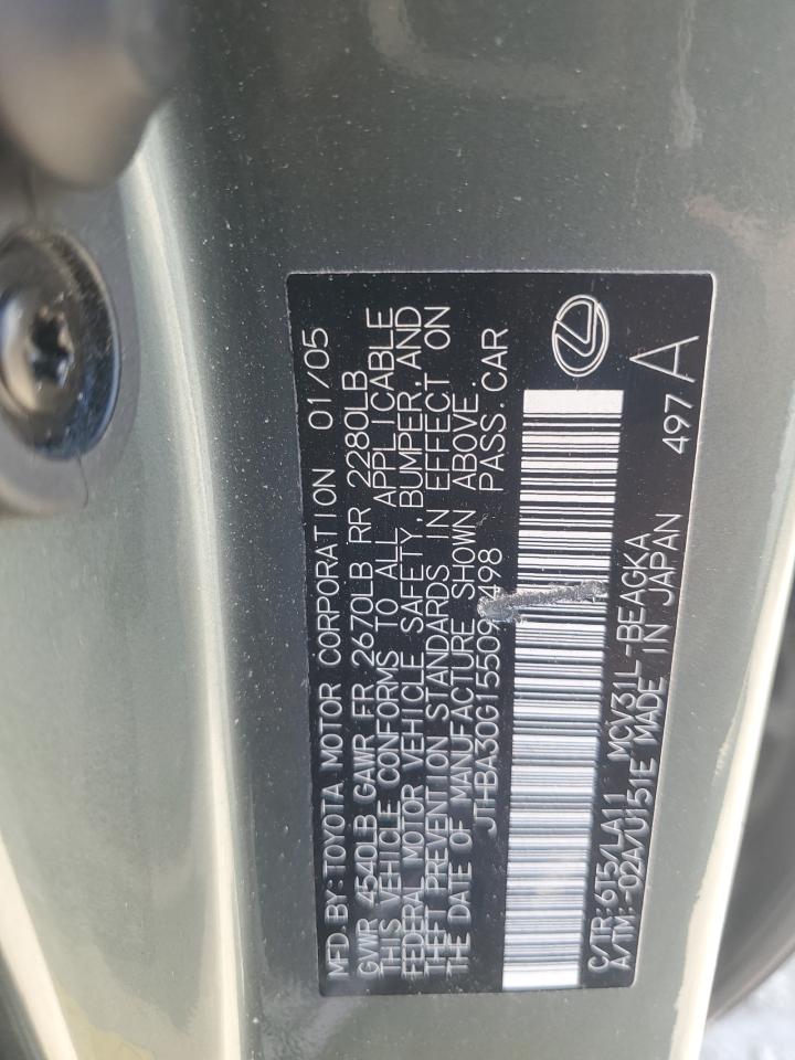 2005 Lexus Es 330 VIN: JTHBA30G155098498 Lot: 62039894