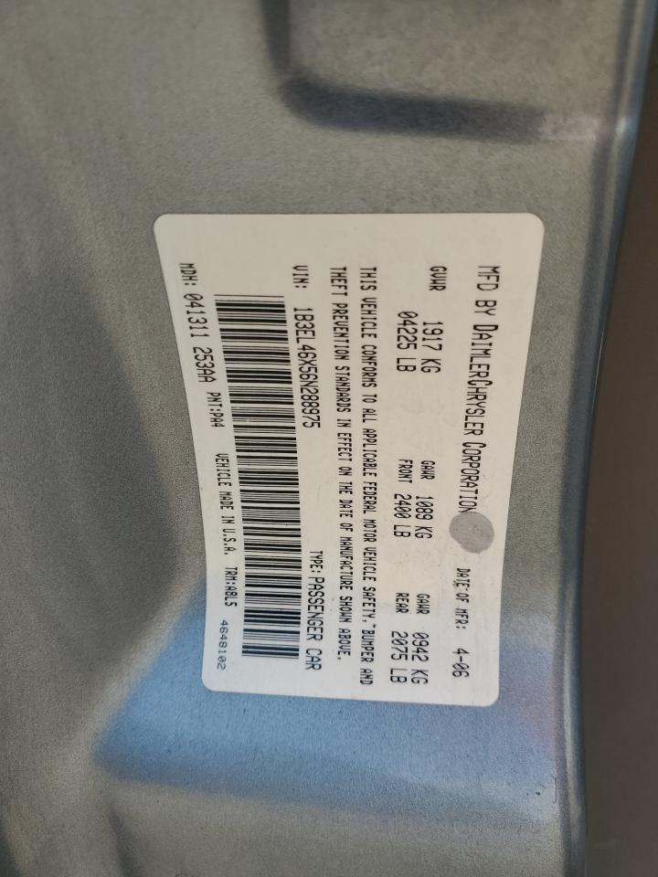 2006 Dodge Stratus Sxt VIN: 1B3EL46X56N288975 Lot: 65443174