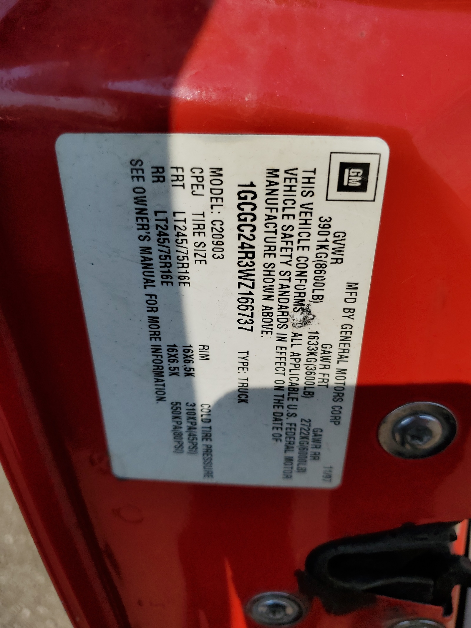 1GCGC24R3WZ166737 1998 Chevrolet Gmt-400 C2500