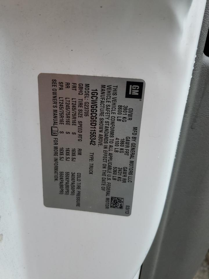 2013 Chevrolet Express G2500 VIN: 1GCWGGCG6D1156342 Lot: 64354344