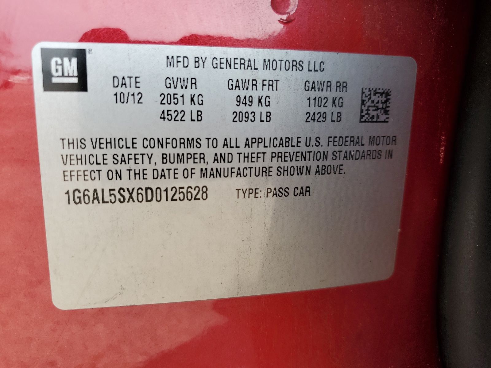 1G6AL5SX6D0125628 2013 Cadillac Ats Premium