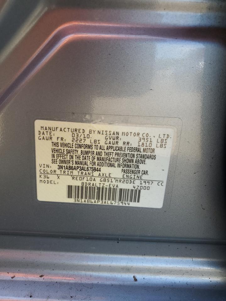 2010 Nissan Sentra 2.0 VIN: 3N1AB6AP3AL675944 Lot: 63655114