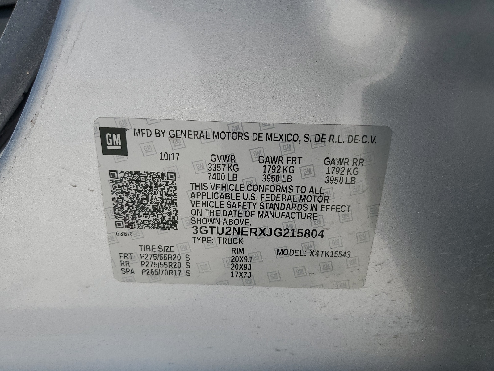 3GTU2NERXJG215804 2018 GMC Sierra K1500 Slt