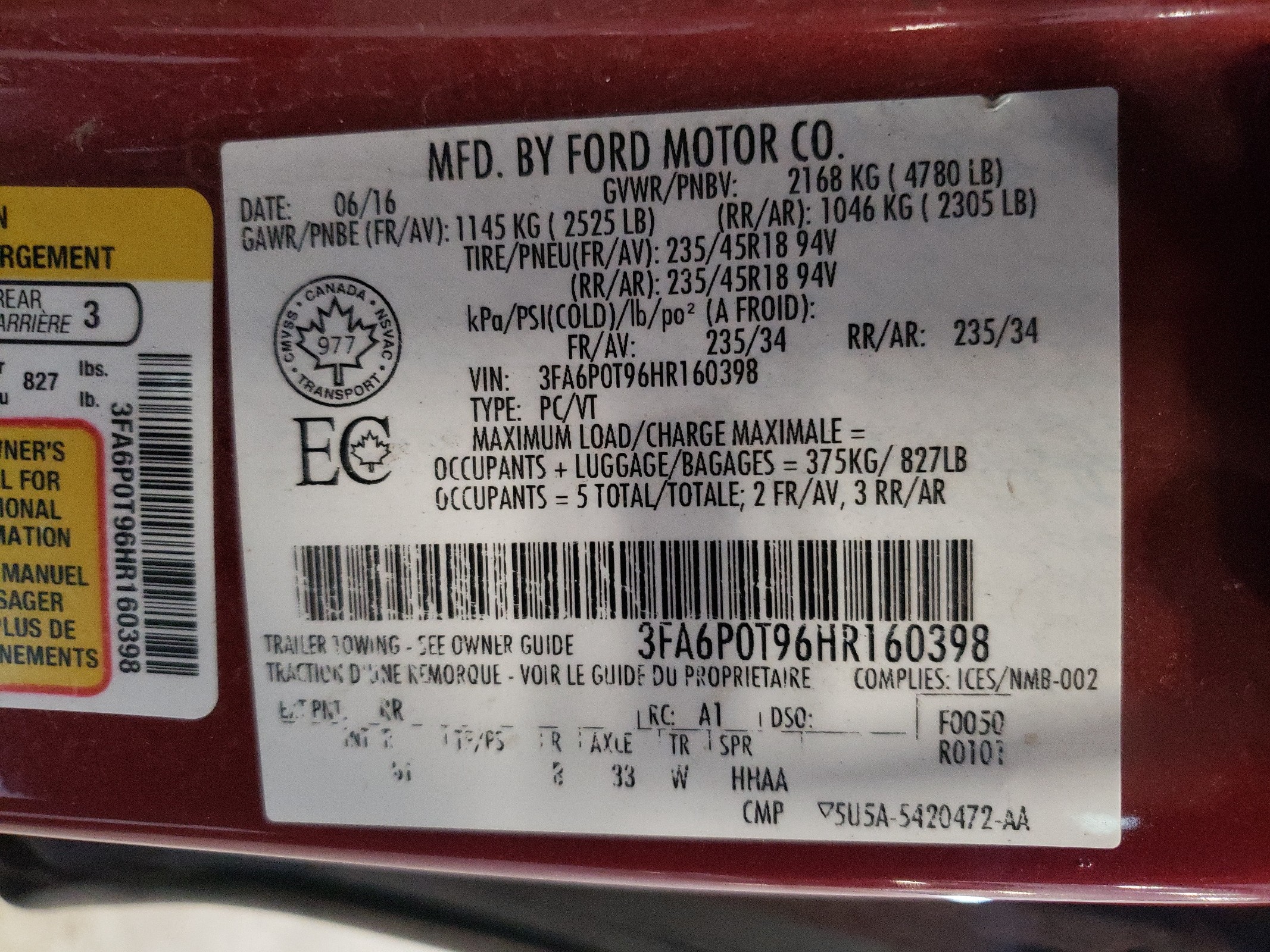 3FA6P0T96HR160398 2017 Ford Fusion Se