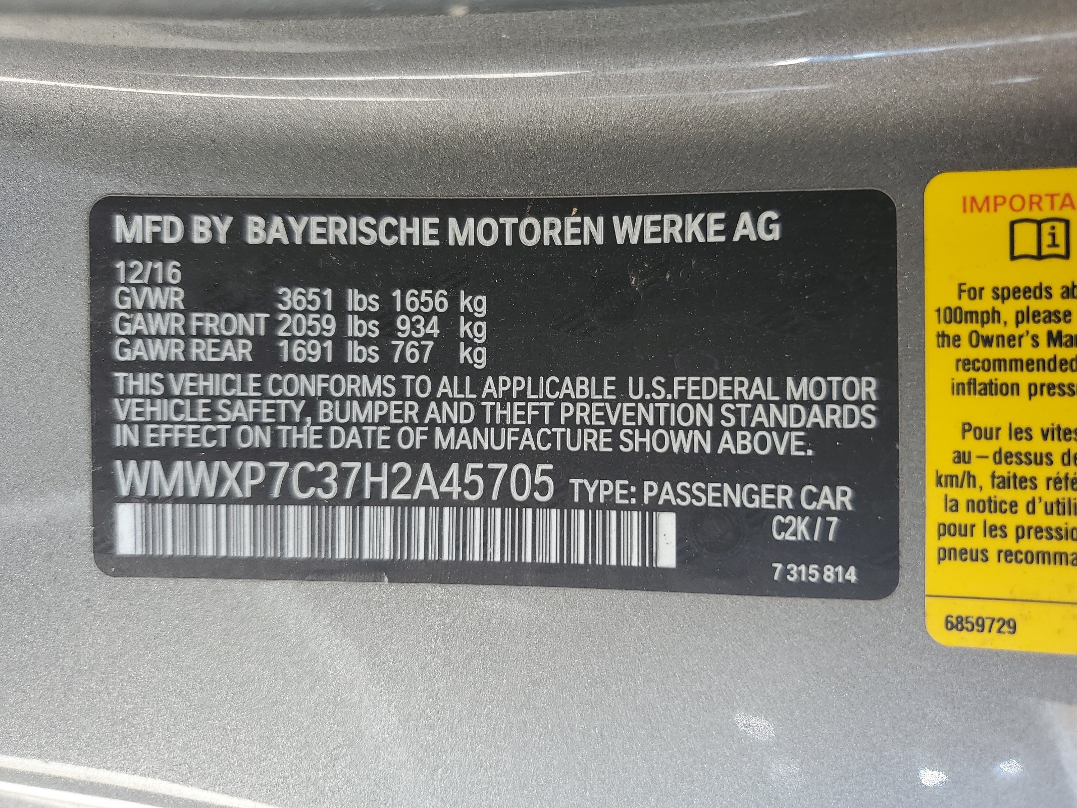 WMWXP7C37H2A45705 2017 Mini Cooper S