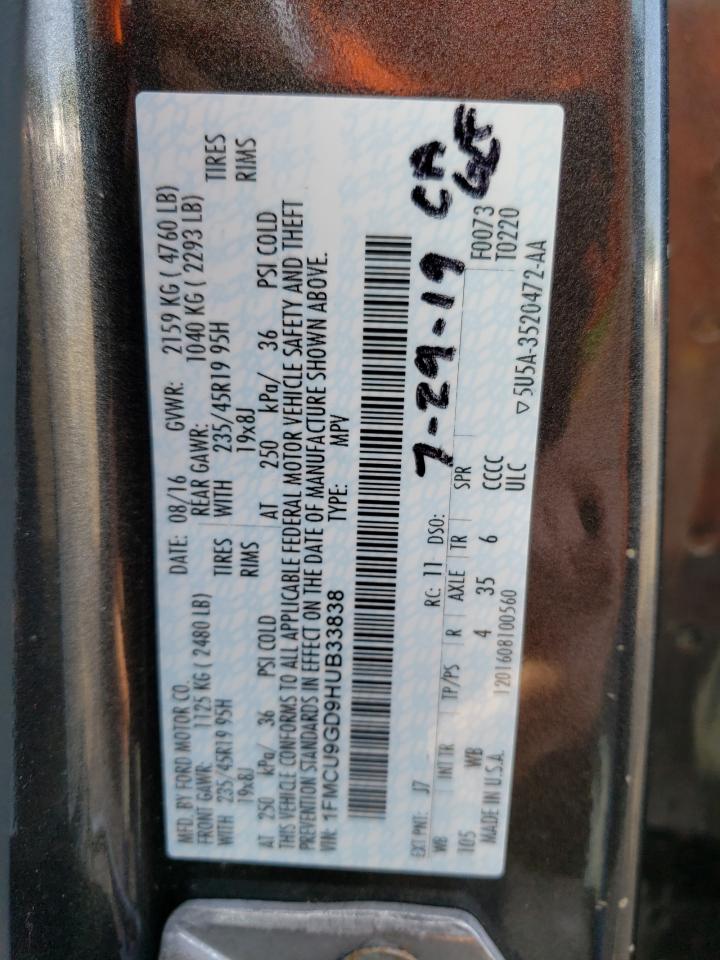 1FMCU9GD9HUB33838 2017 Ford Escape Se