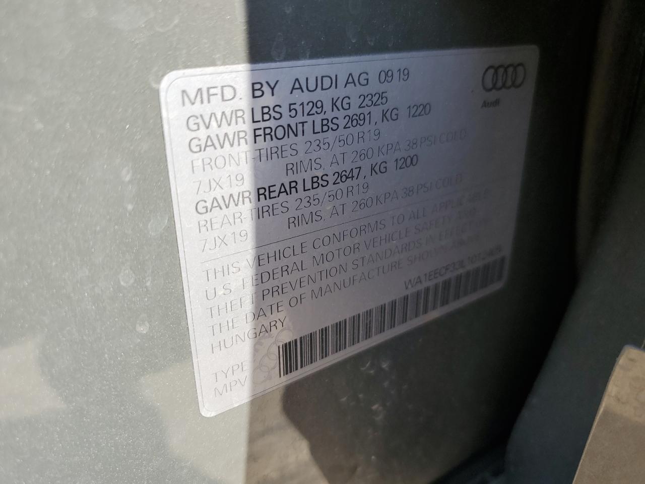 WA1EECF33L1012405 2020 Audi Q3 Premium Plus S-Line