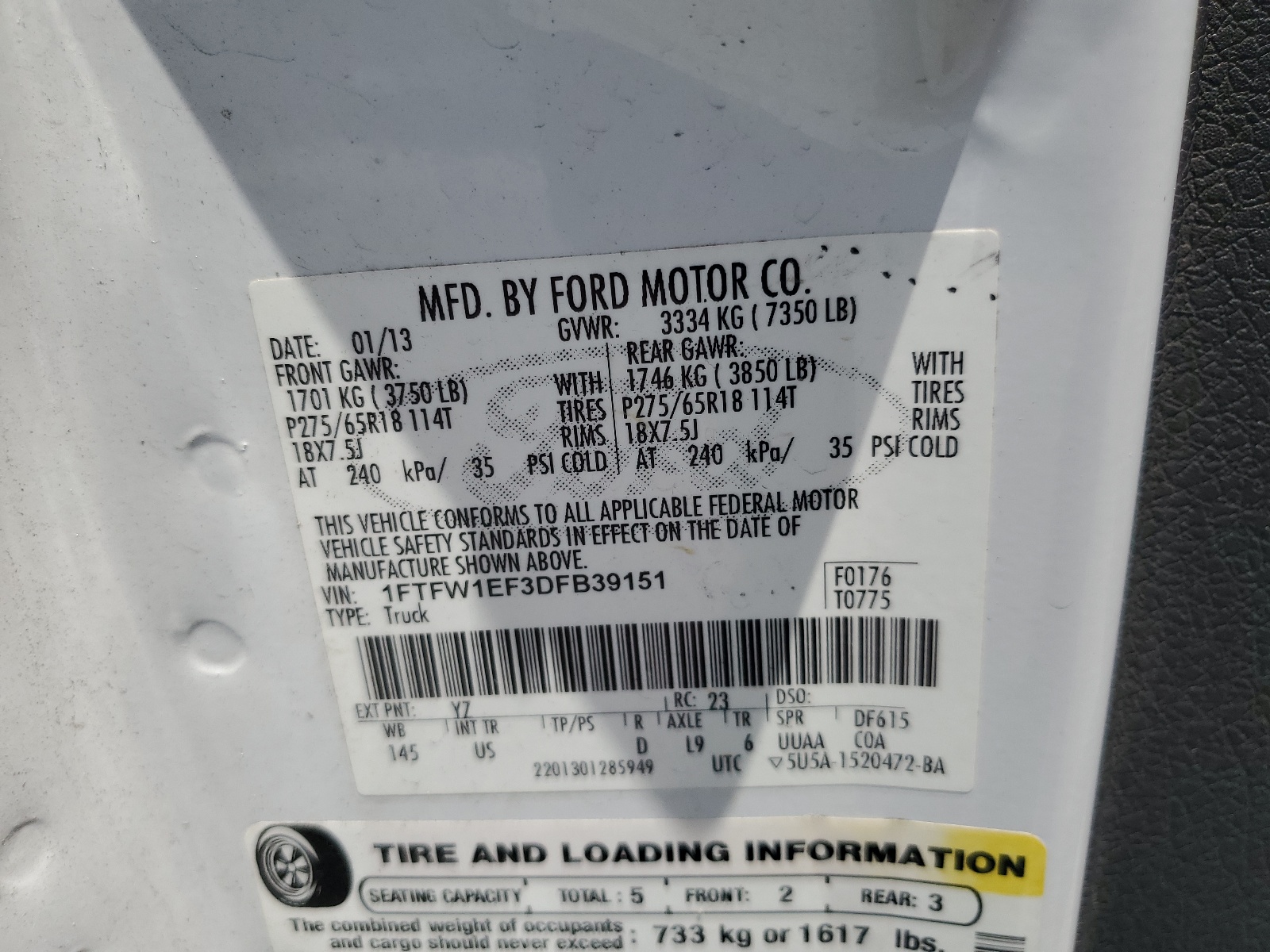 1FTFW1EF3DFB39151 2013 Ford F150 Supercrew