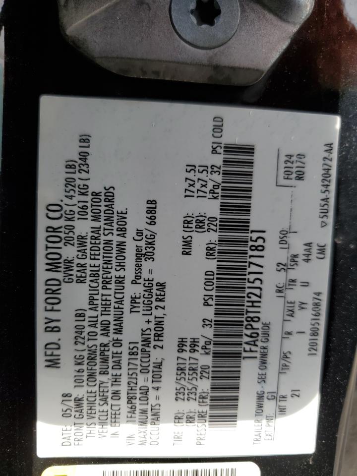 2018 Ford Mustang VIN: 1FA6P8TH2J5171851 Lot: 64445984
