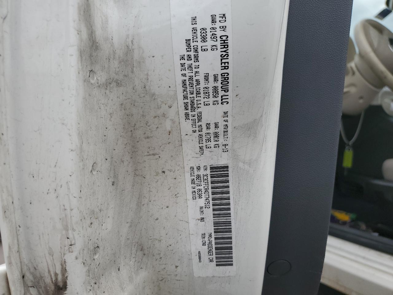 2013 Fiat 500 Lounge VIN: 3C3CFFCR4DT747512 Lot: 64814314