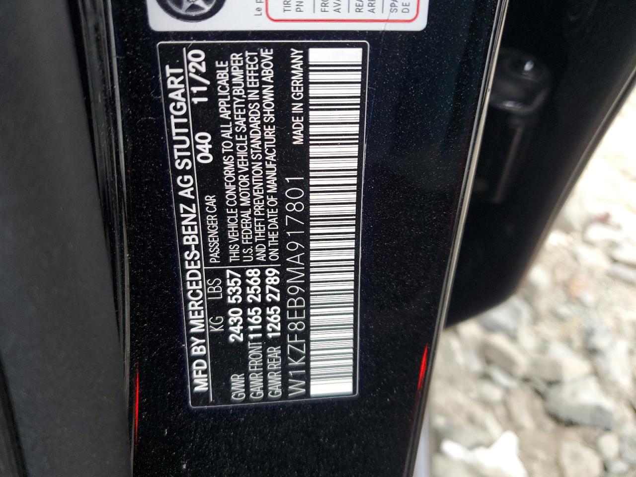 2021 Mercedes-Benz E 350 4Matic VIN: W1KZF8EB9MA917801 Lot: 64850394