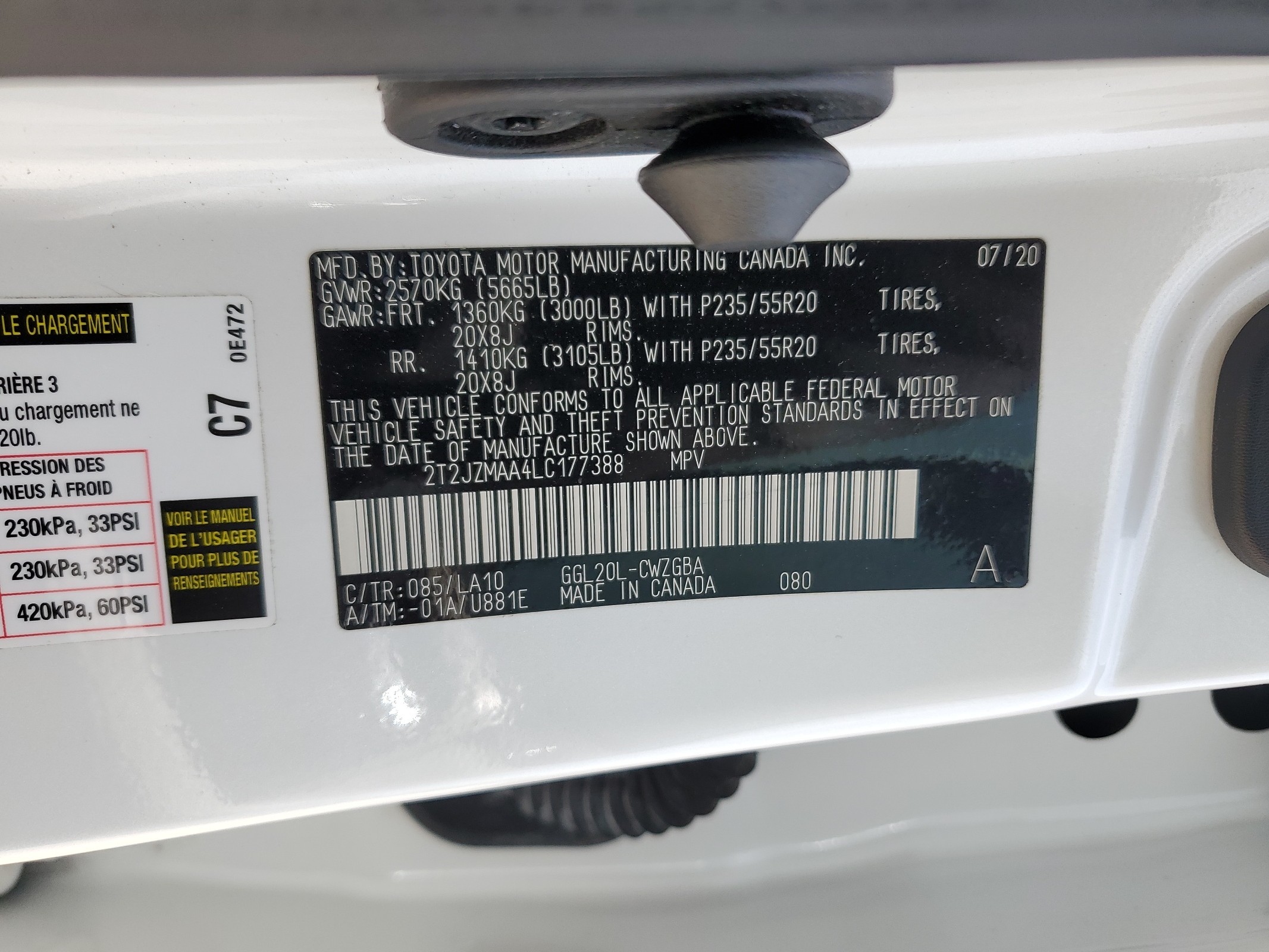 2T2JZMAA4LC177388 2020 Lexus Rx 350