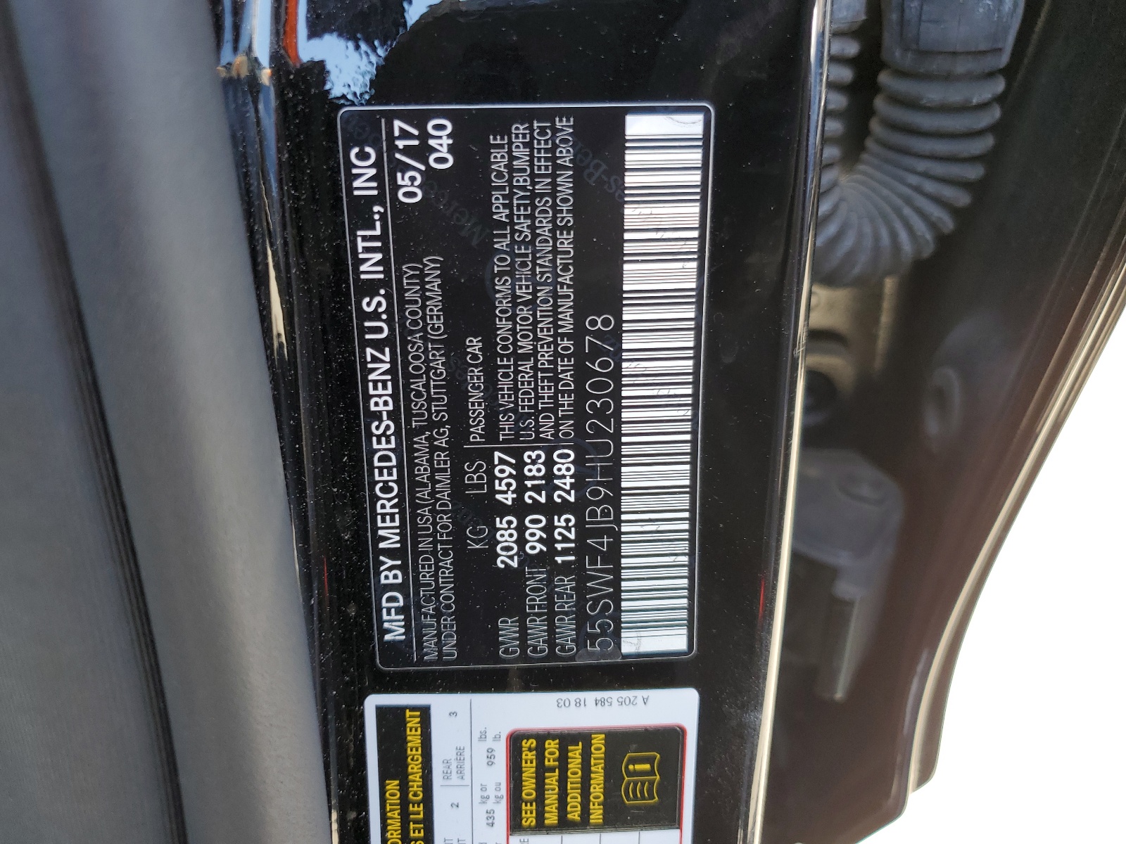 55SWF4JB9HU230678 2017 Mercedes-Benz C 300