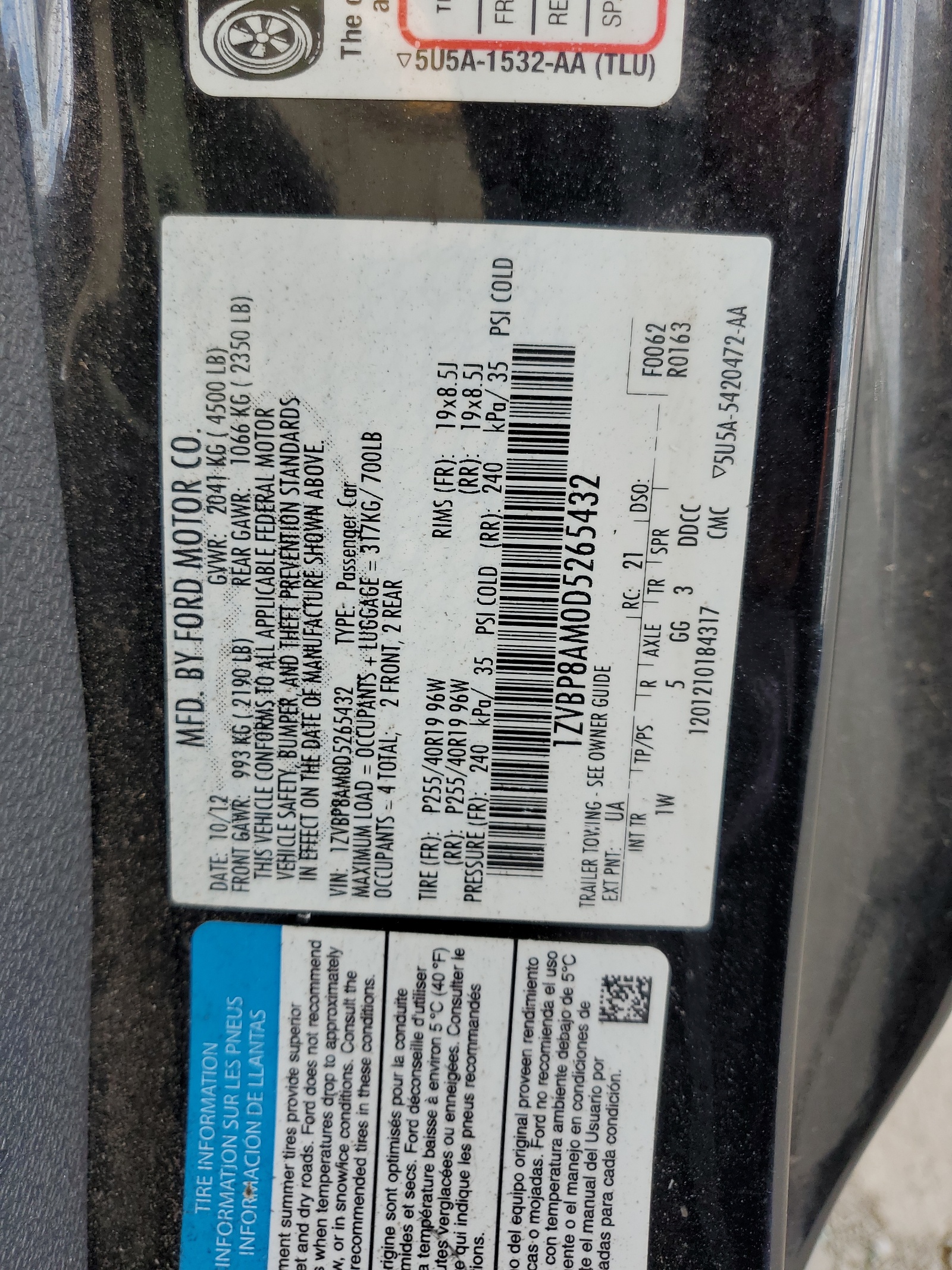 1ZVBP8AM0D5265432 2013 Ford Mustang