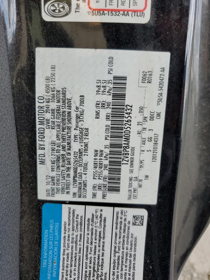 2013 Ford Mustang VIN: 1ZVBP8AM0D5265432 Lot: 62708804