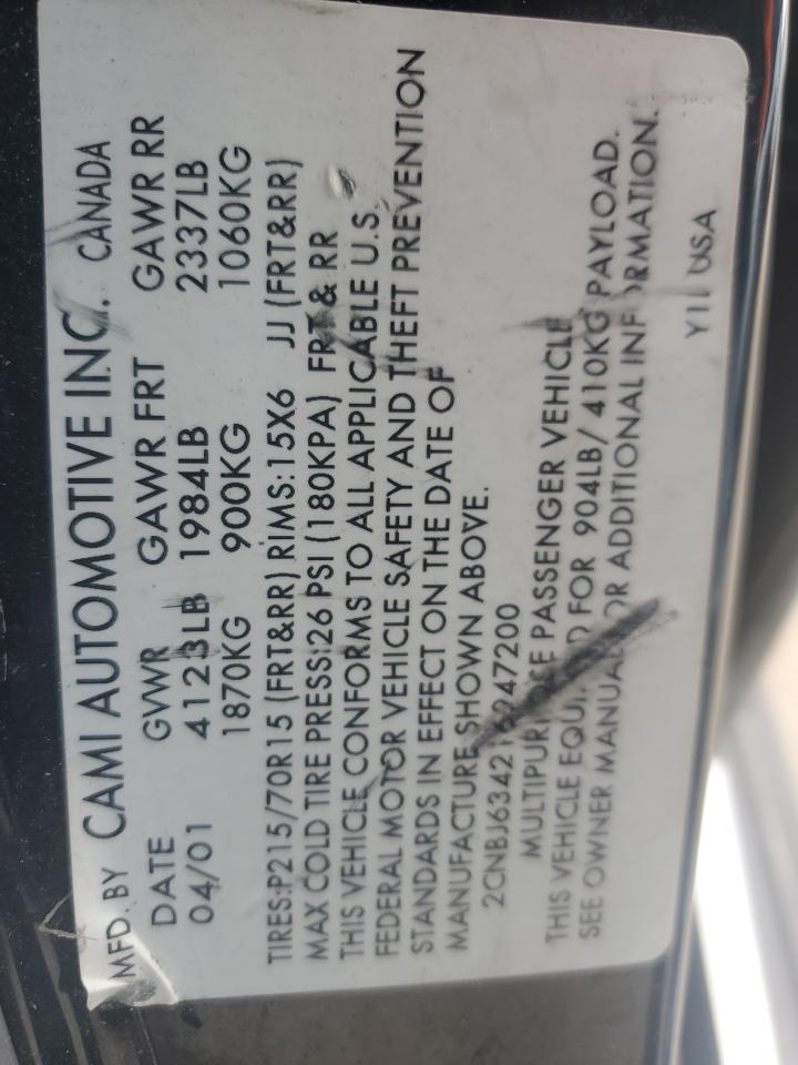 2001 Chevrolet Tracker Lt VIN: 2CNBJ634216947200 Lot: 64944254