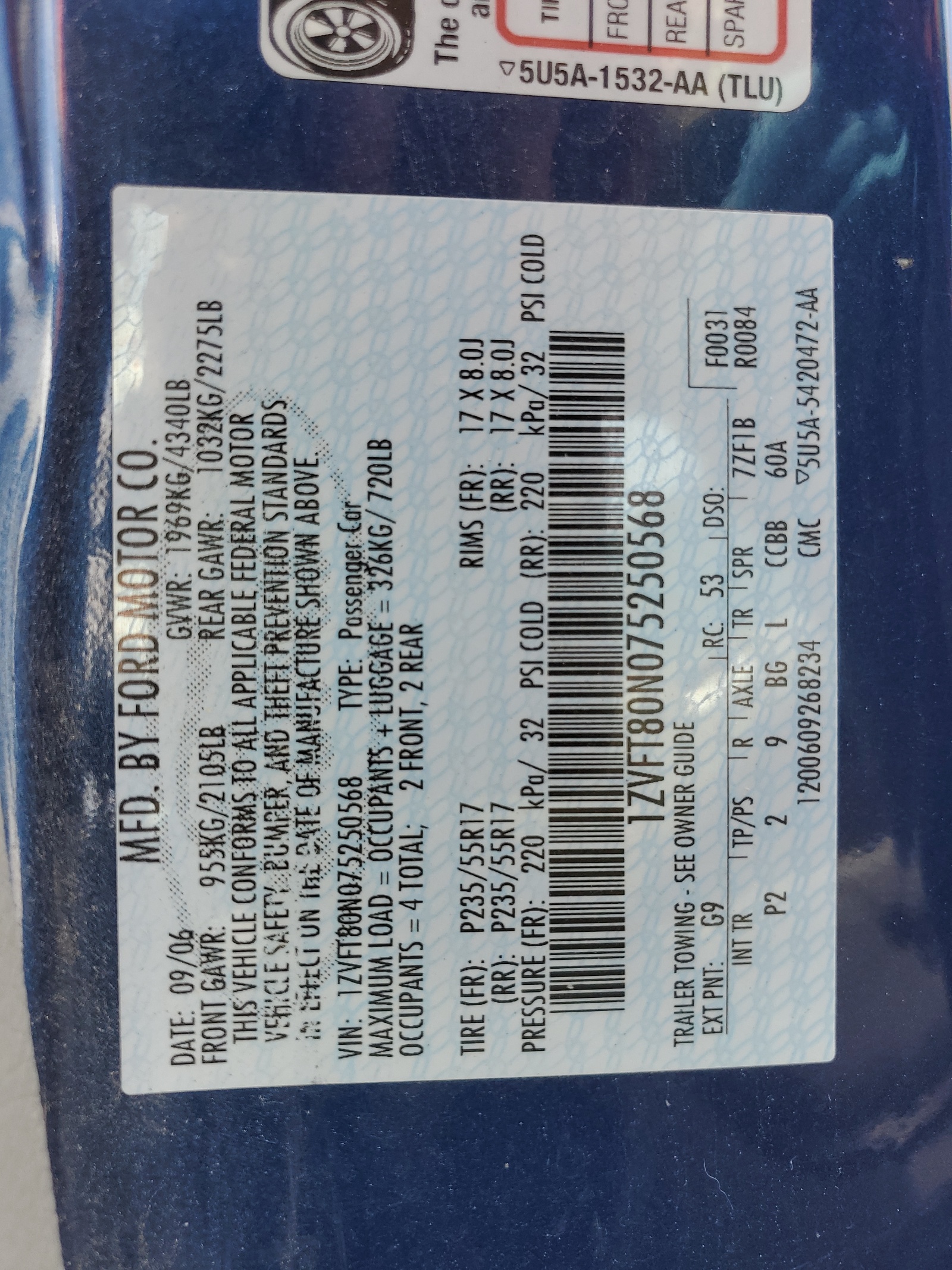 1ZVFT80N075250568 2007 Ford Mustang