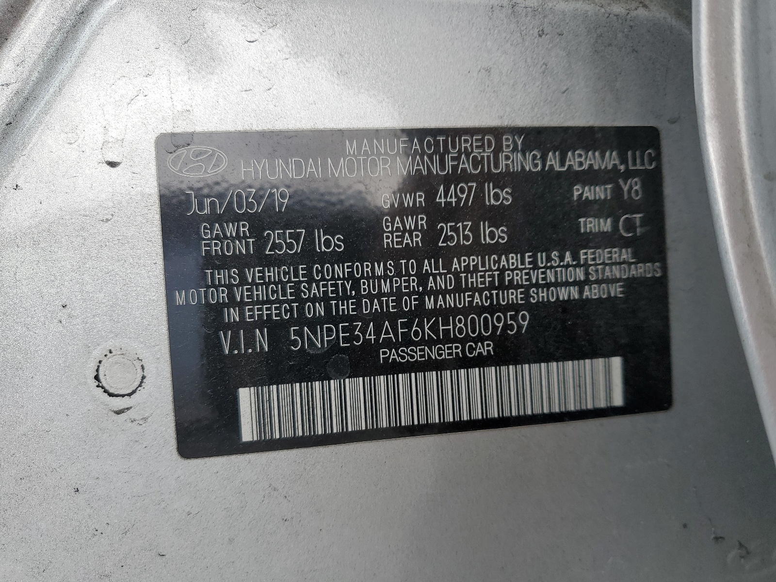 5NPE34AF6KH800959 2019 Hyundai Sonata Limited