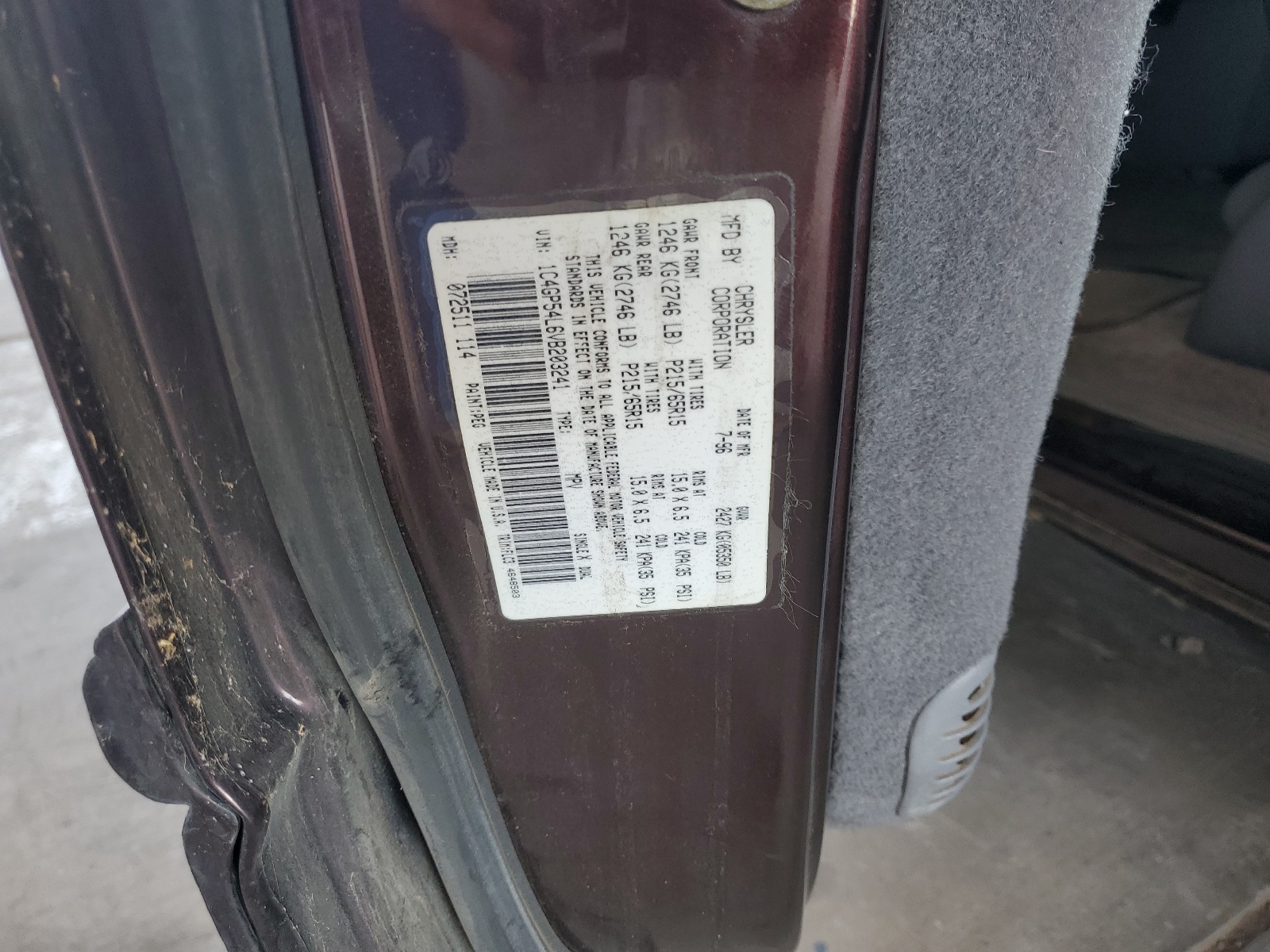 1c4gp54l6vb203241 1C4GP54L6VB203241 1997 Chrysler Town & Country Lx