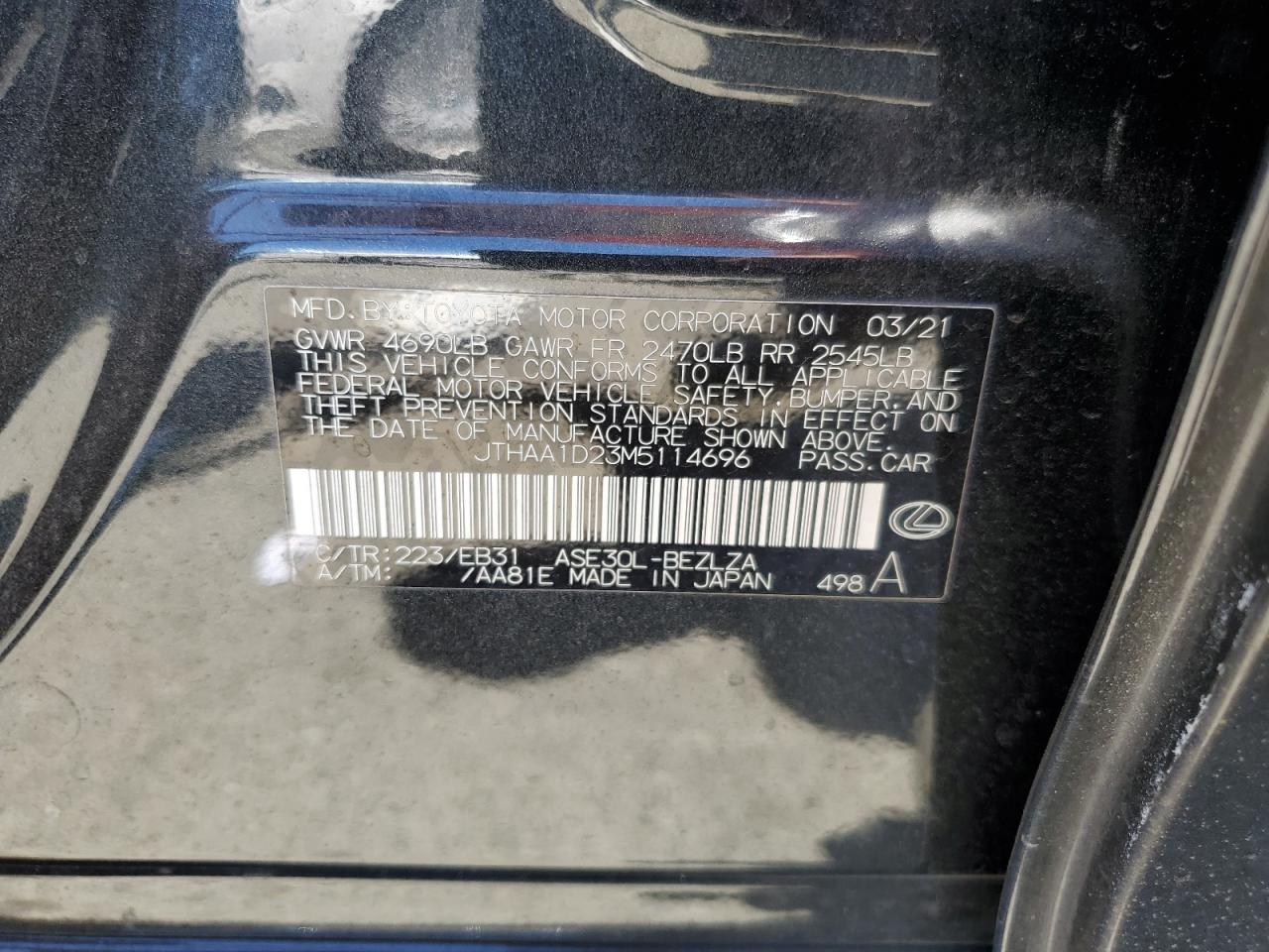 2021 Lexus Is 300 VIN: JTHAA1D23M5114696 Lot: 63622464