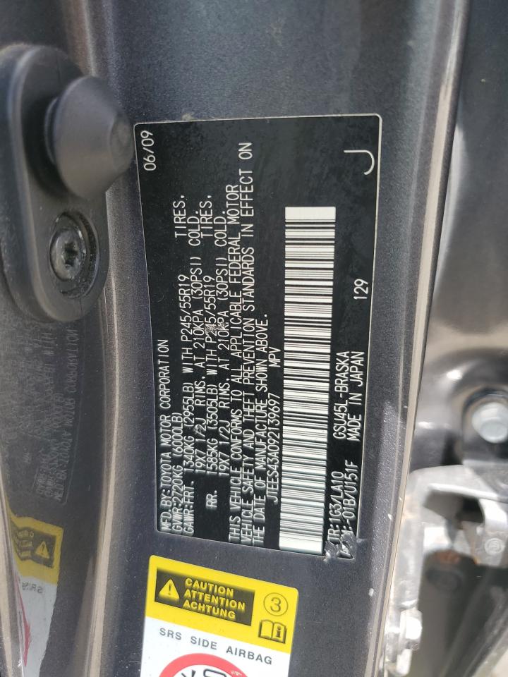 2009 Toyota Highlander Sport VIN: JTEES43A092139697 Lot: 61997164