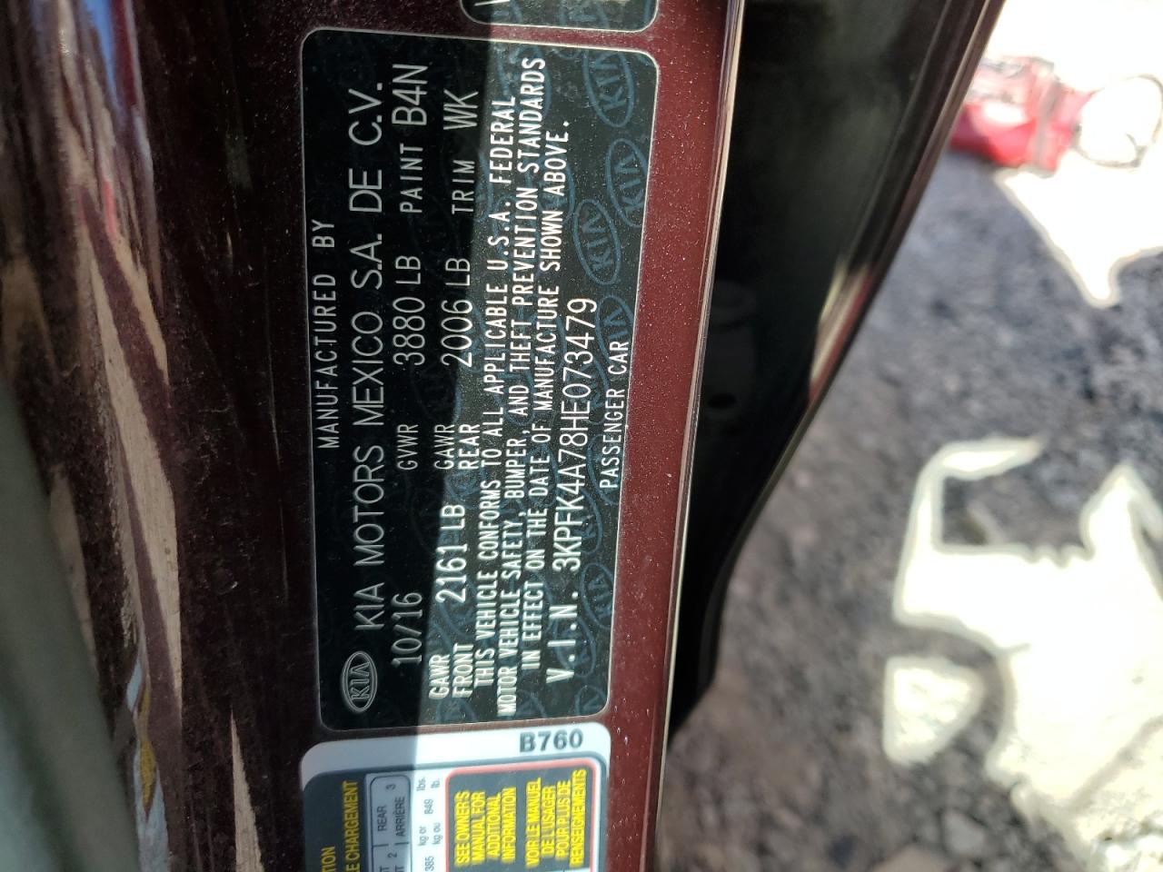 2017 Kia Forte Lx VIN: 3KPFK4A78HE073479 Lot: 62660814