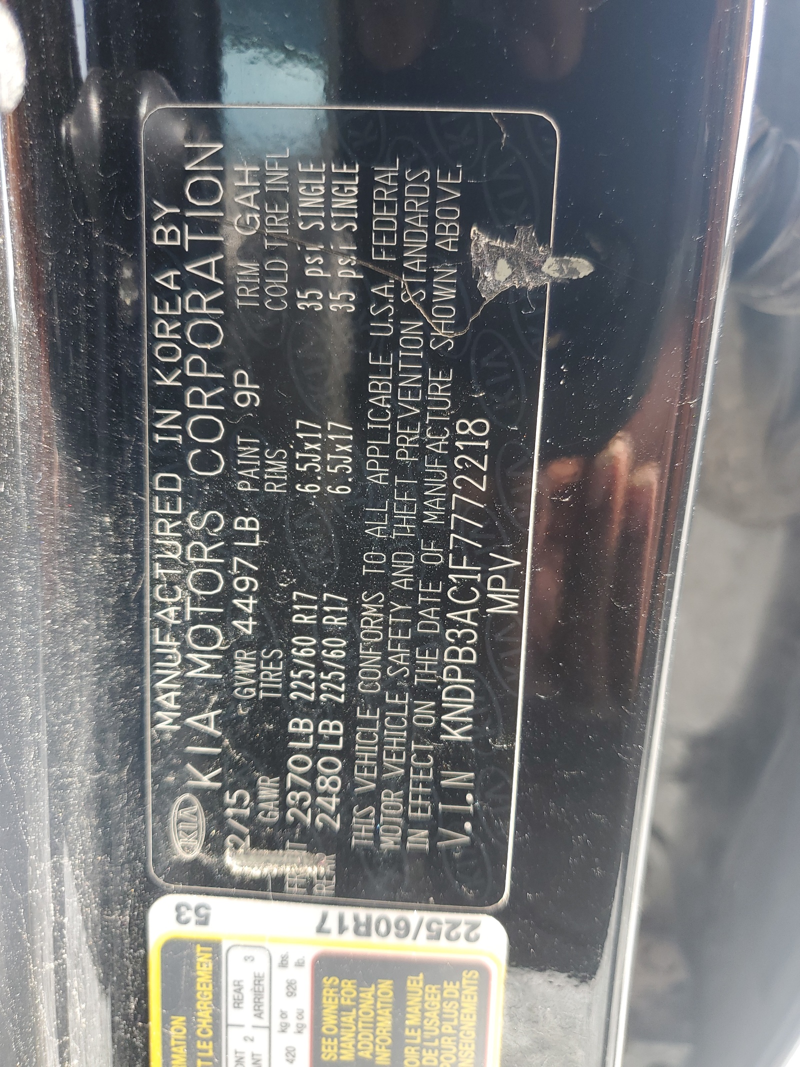 KNDPB3AC1F7772218 2015 Kia Sportage Lx