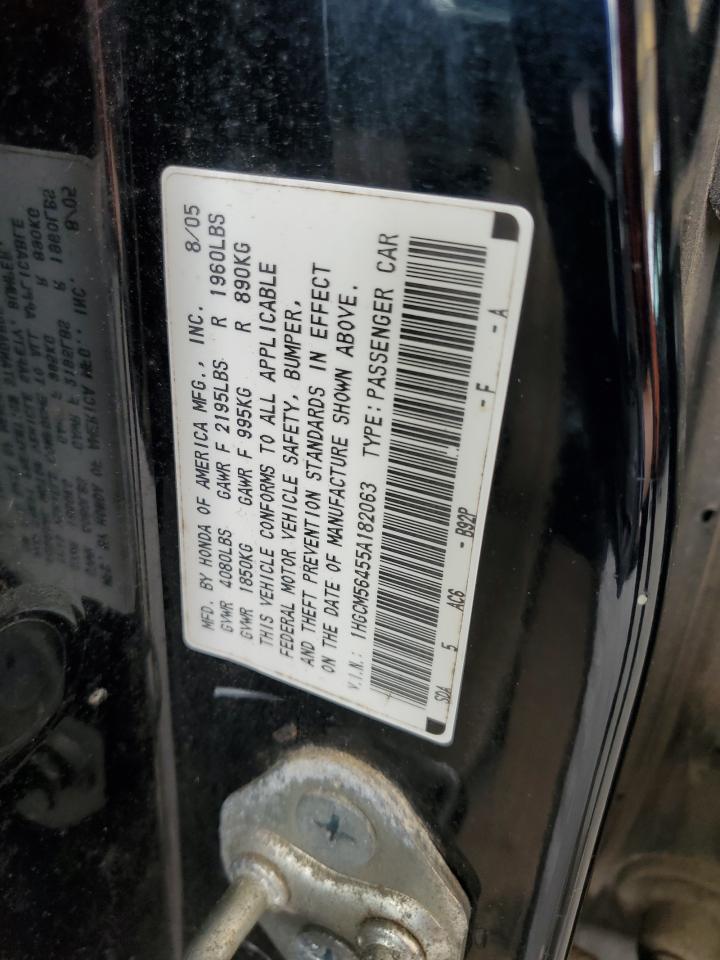 2005 Honda Accord Lx VIN: 1HGCM56455A182063 Lot: 63499204