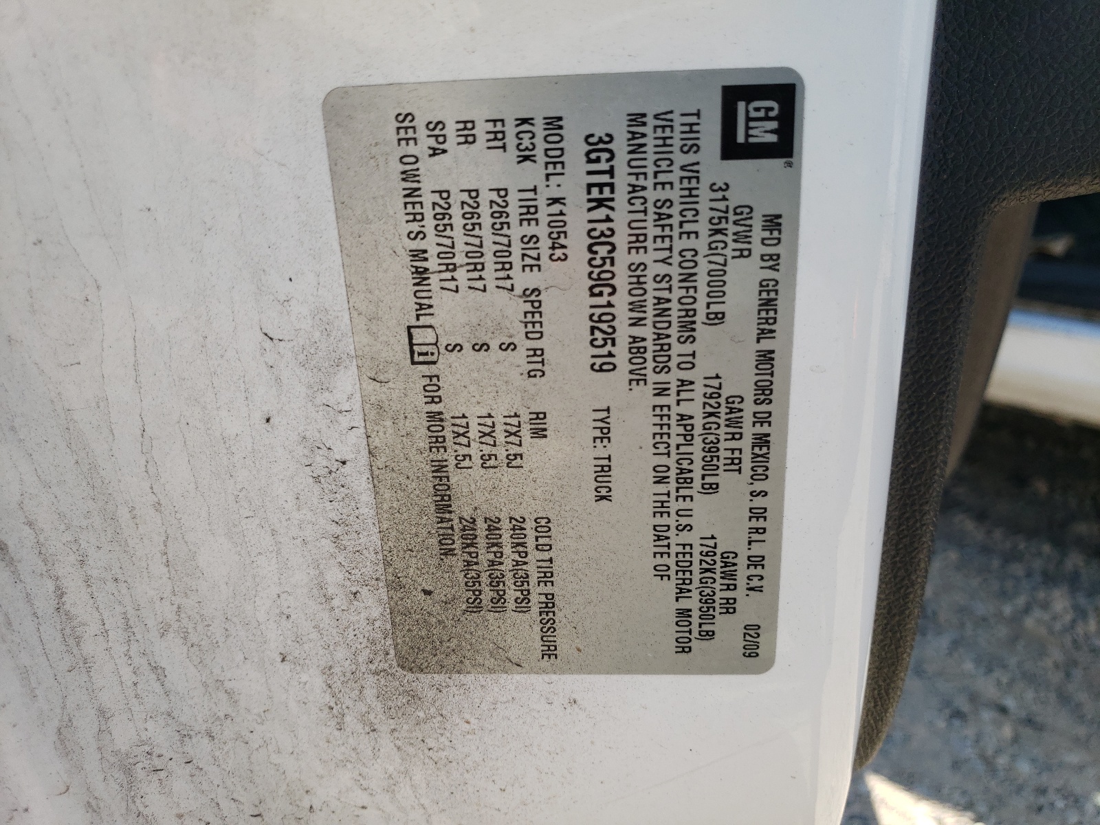 3GTEK13C59G192519 2009 GMC Sierra K1500