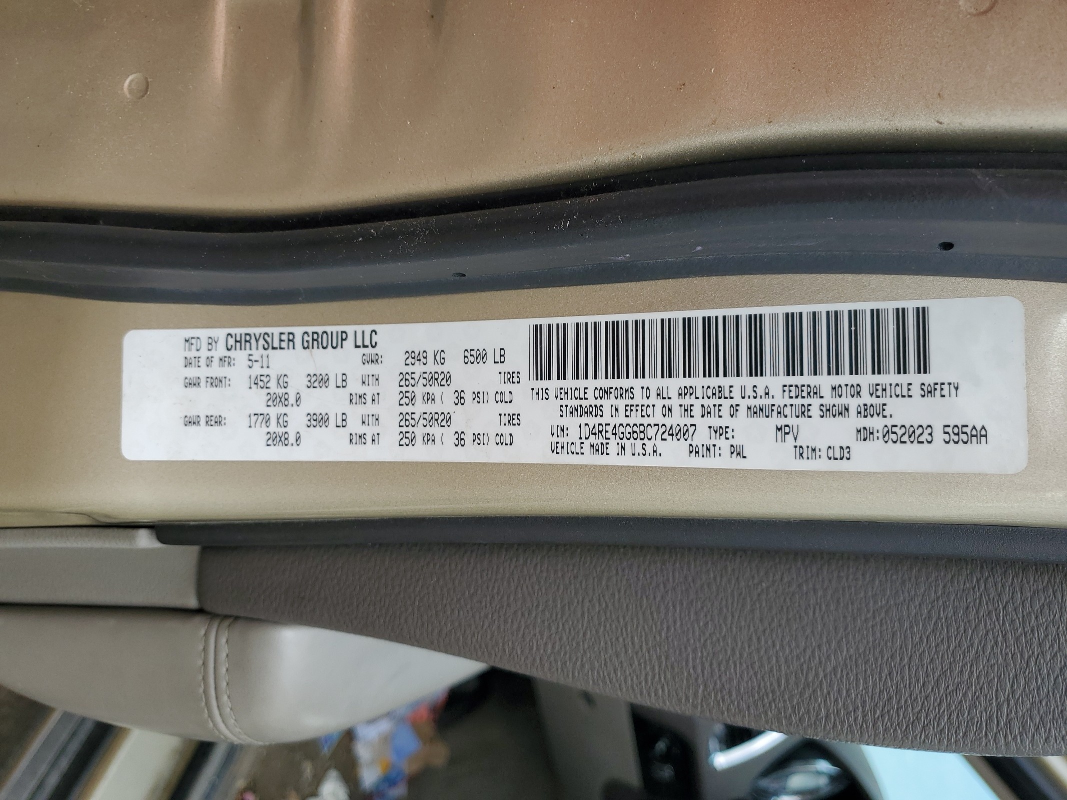 1D4RE4GG6BC724007 2011 Dodge Durango Crew