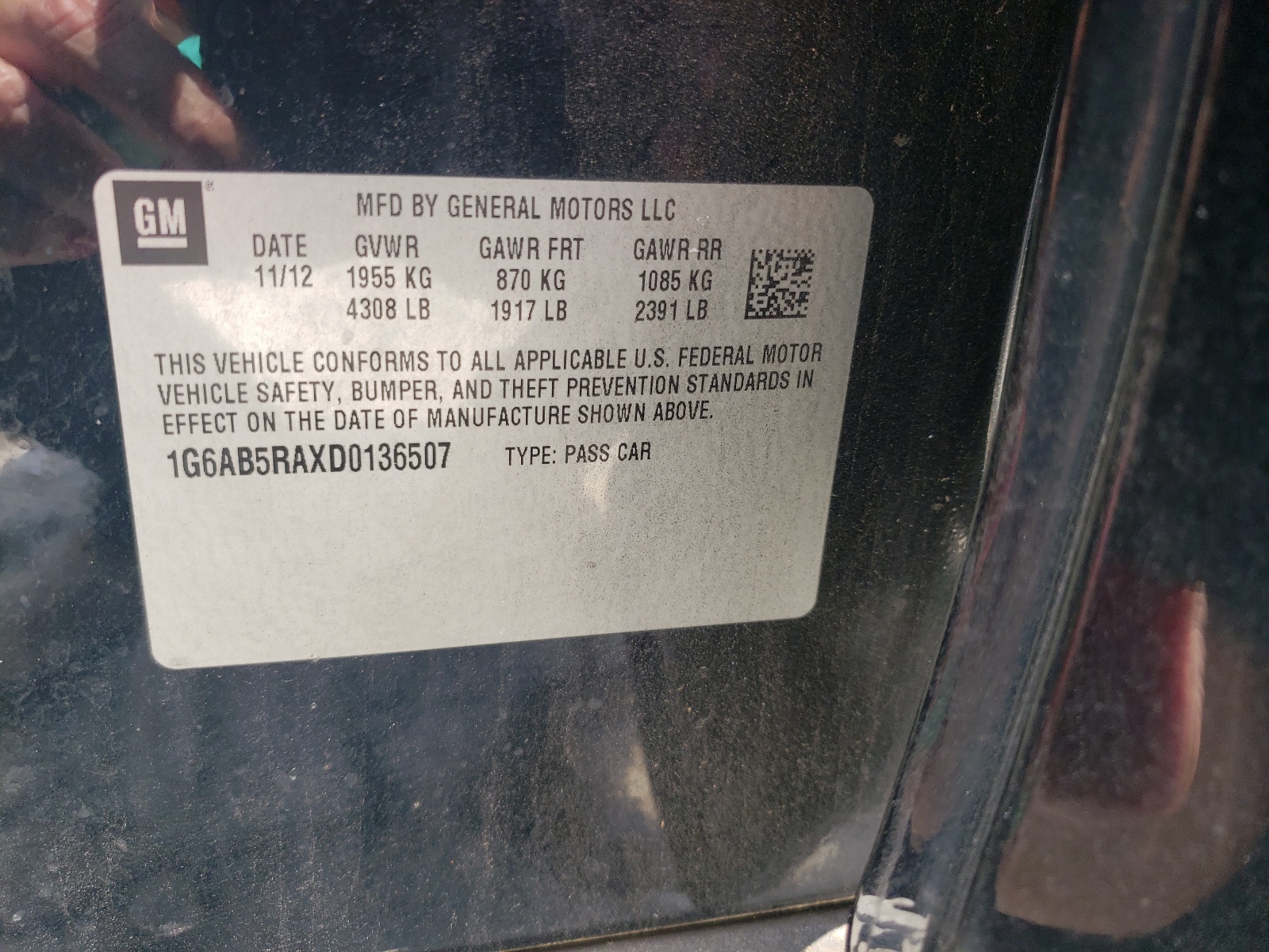 1G6AB5RAXD0136507 2013 Cadillac Ats Luxury