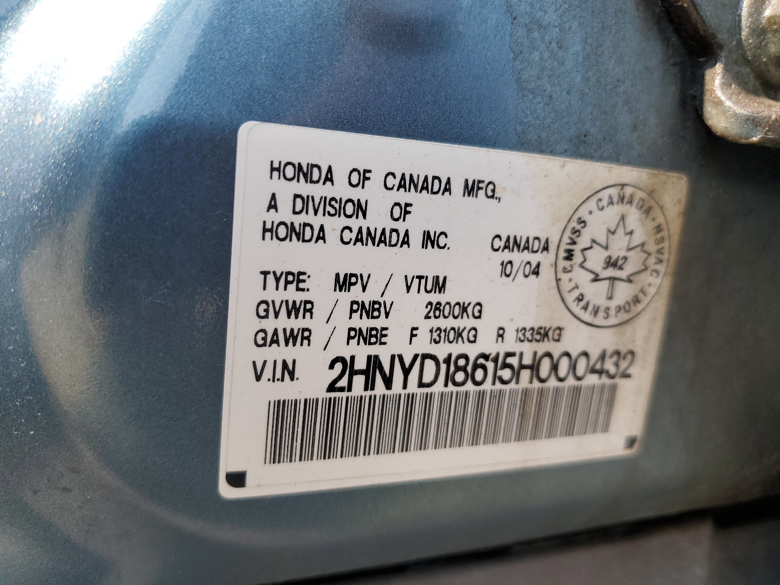 2HNYD18615H000432 2005 Acura Mdx Touring