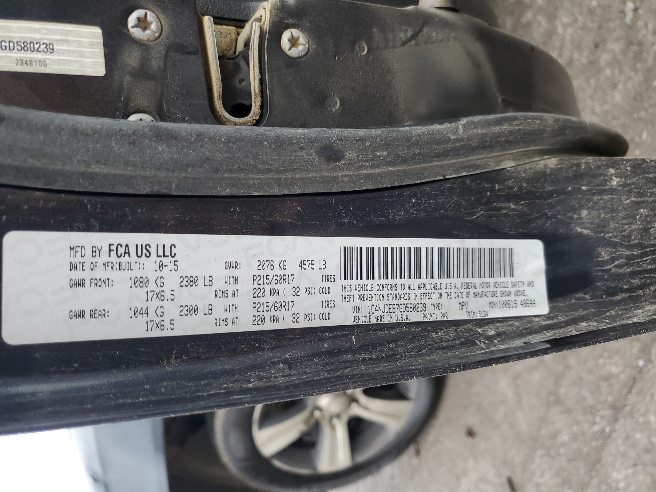 1C4NJDEB7GD580239 2016 Jeep Compass Latitude