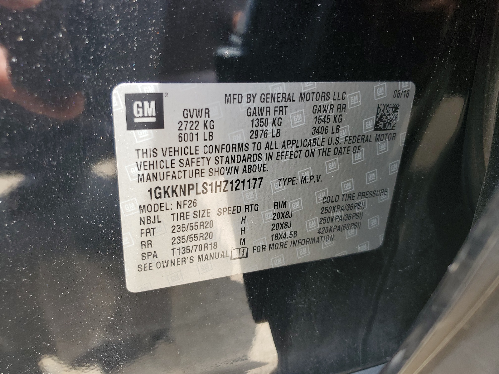 1GKKNPLS1HZ121177 2017 GMC Acadia Denali