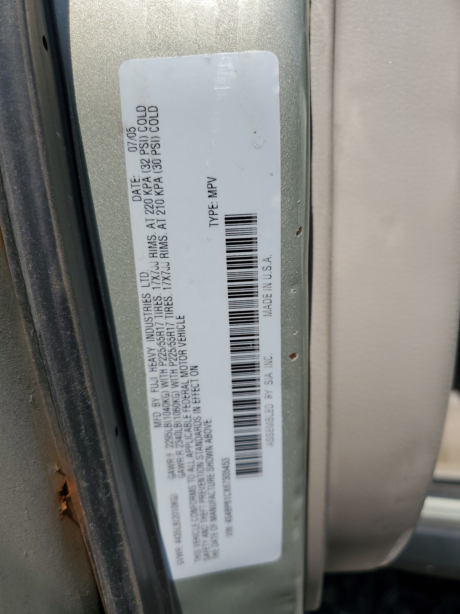 4S4BP61CX67305453 2006 Subaru Legacy Outback 2.5I