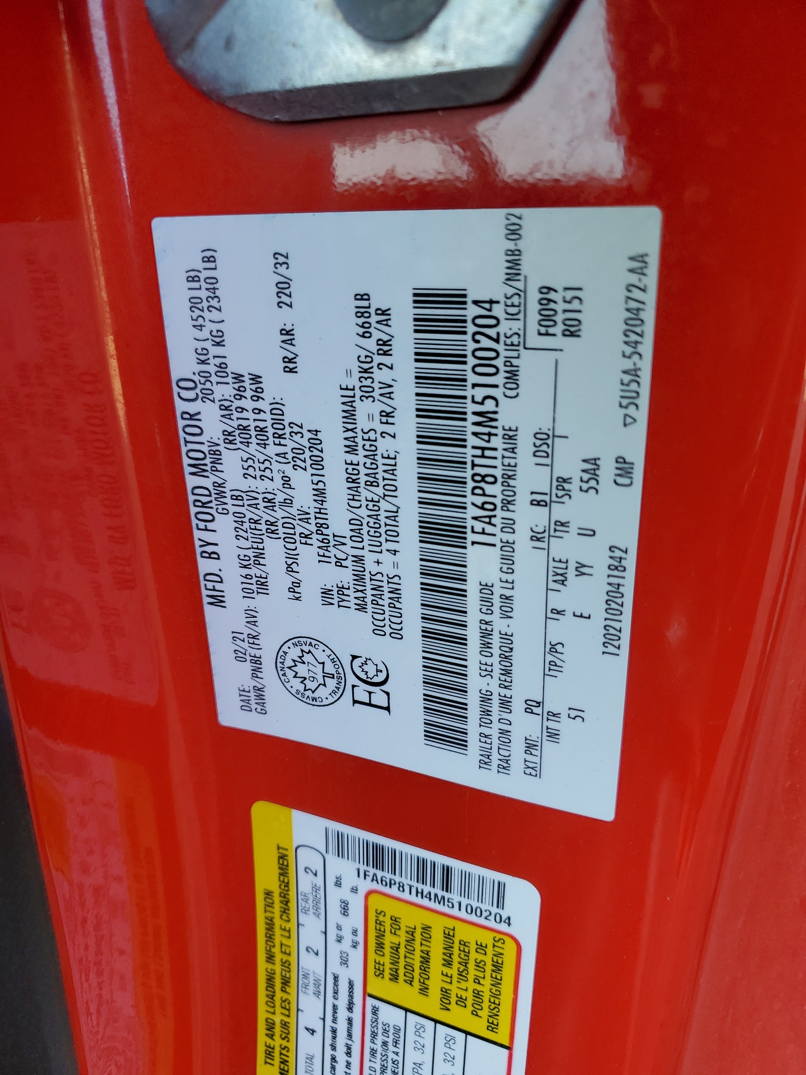 1FA6P8TH4M5100204 2021 Ford Mustang