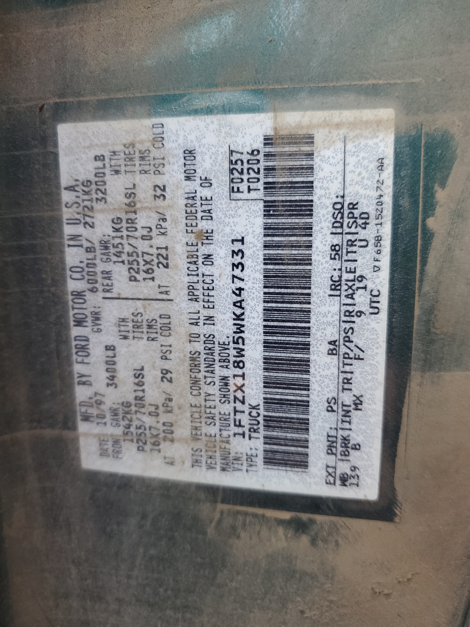 1FTZX18W5WKA47331 1998 Ford F150