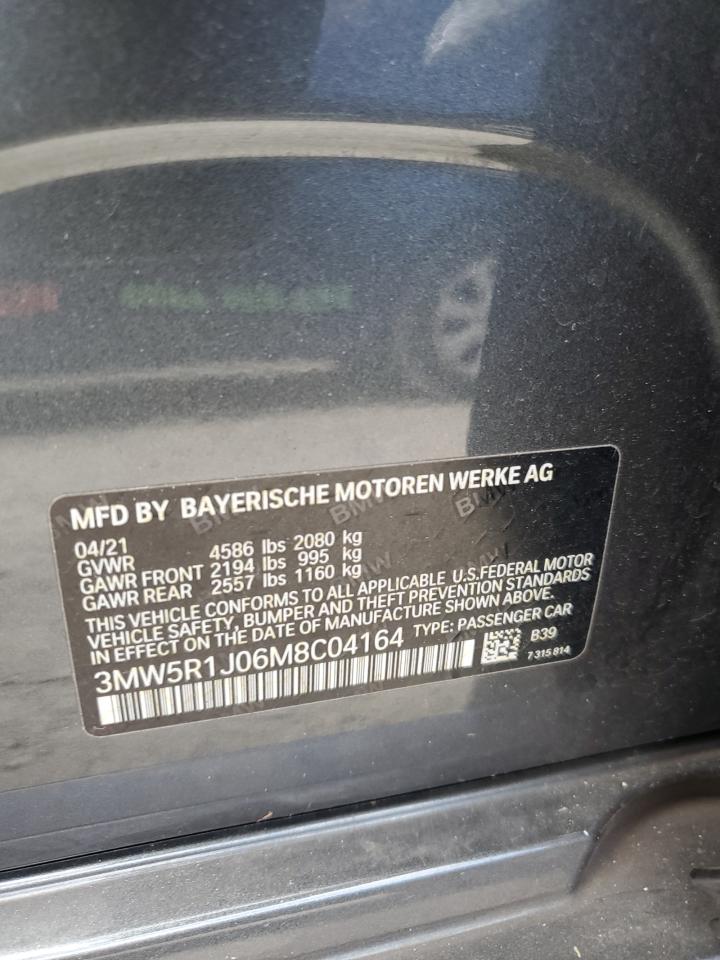 2021 BMW 330I VIN: 3MW5R1J06M8C04164 Lot: 63833054