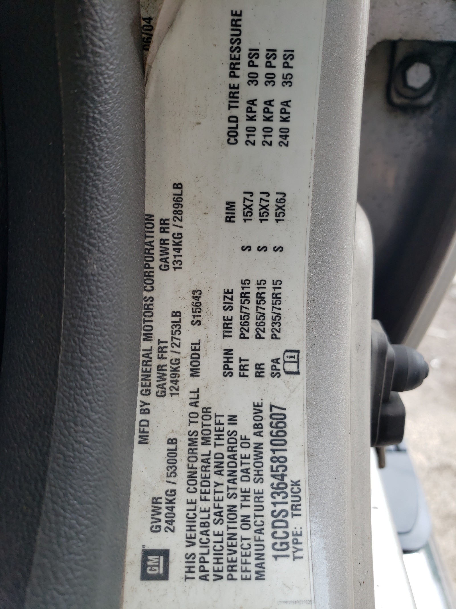 1GCDS136458106607 2005 Chevrolet Colorado