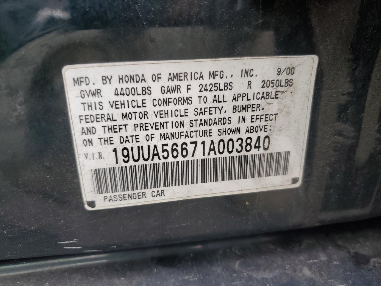 19UUA56671A003840 2001 Acura 3.2Tl