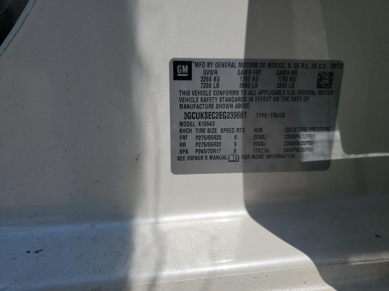 2014 Chevrolet Silverado K1500 Ltz VIN: 3GCUKSEC2EG239661 Lot: 63236804