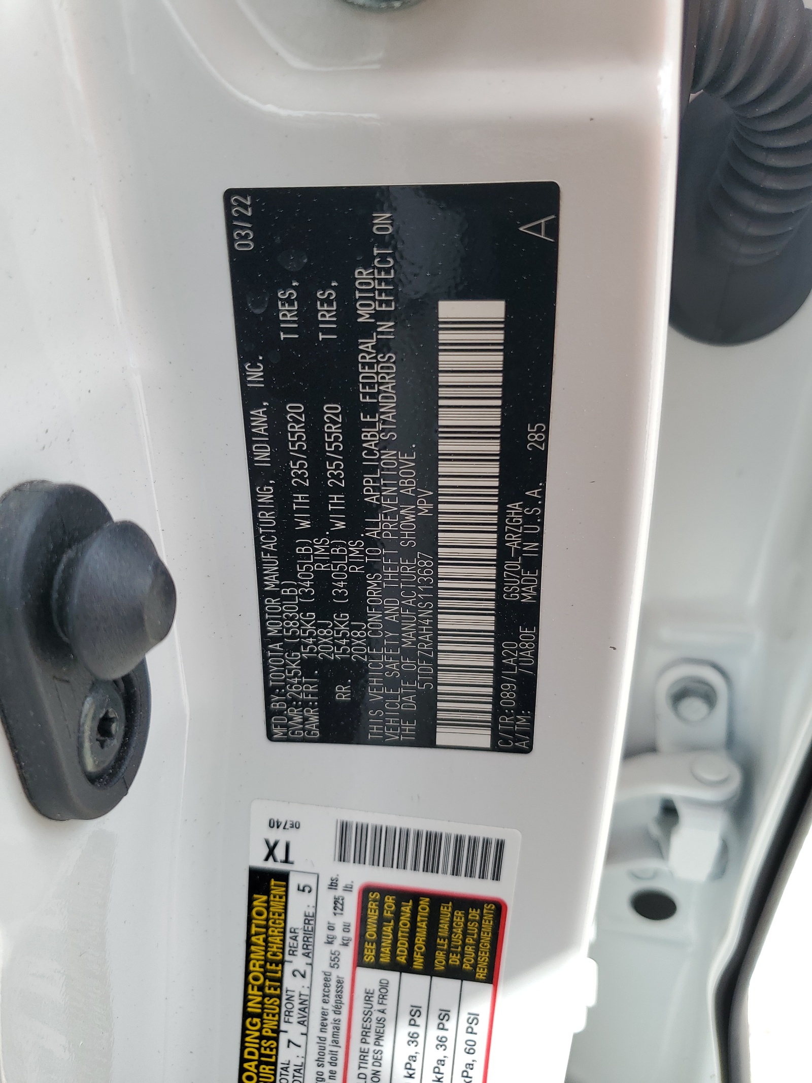 5TDFZRAH4NS113687 2022 Toyota Highlander Platinum