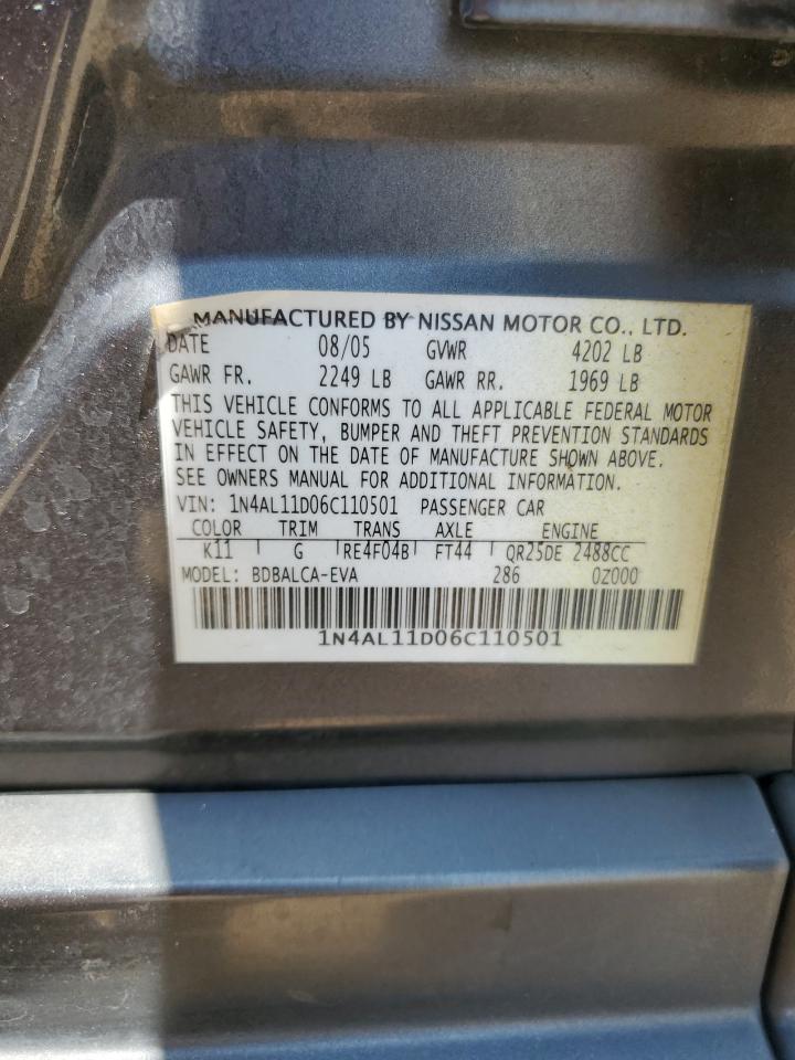 1N4AL11D06C110501 2006 Nissan Altima S