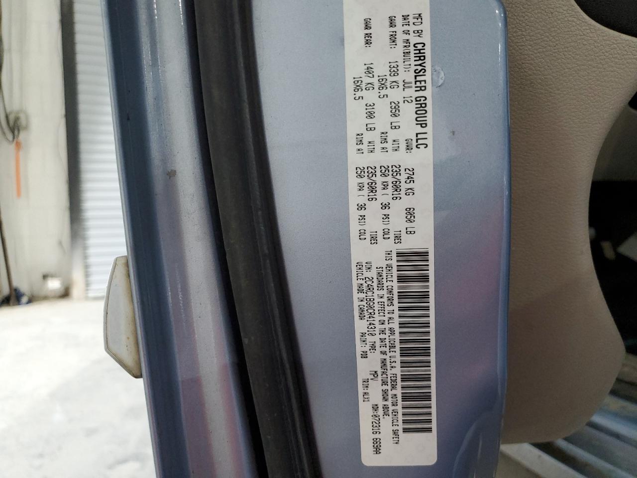 2012 Chrysler Town & Country Touring VIN: 2C4RC1BG0CR414310 Lot: 64204724