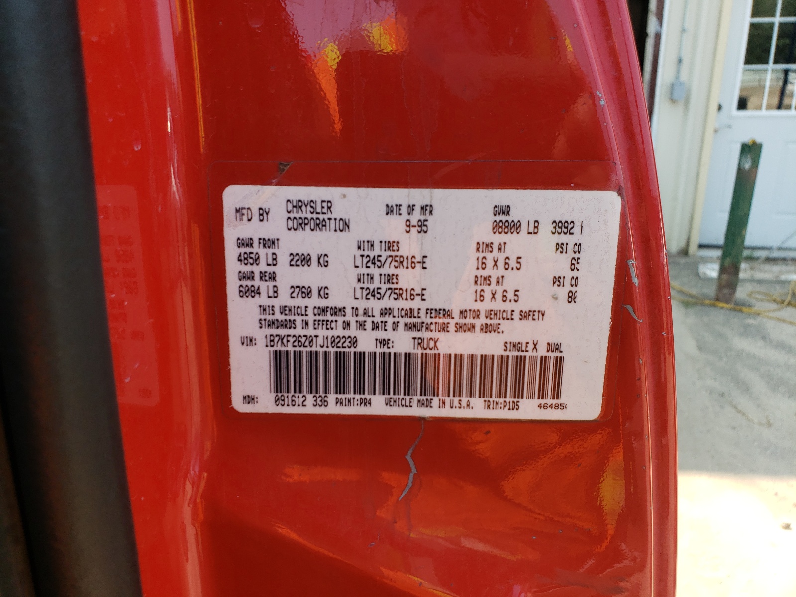 1B7KF26Z0TJ102230 1996 Dodge Ram 2500