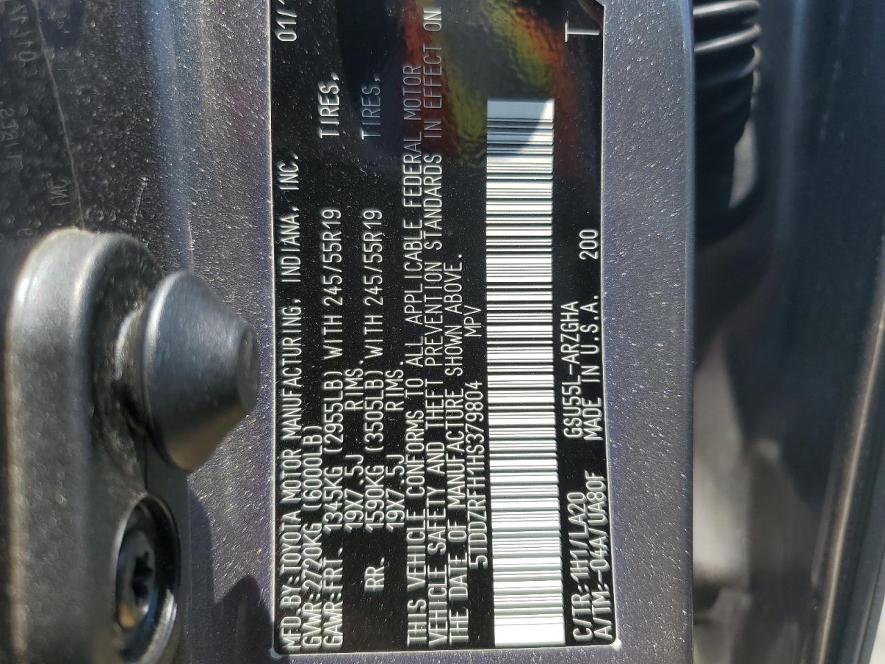 2017 Toyota Highlander Limited VIN: 5TDDZRFH1HS379804 Lot: 63875034