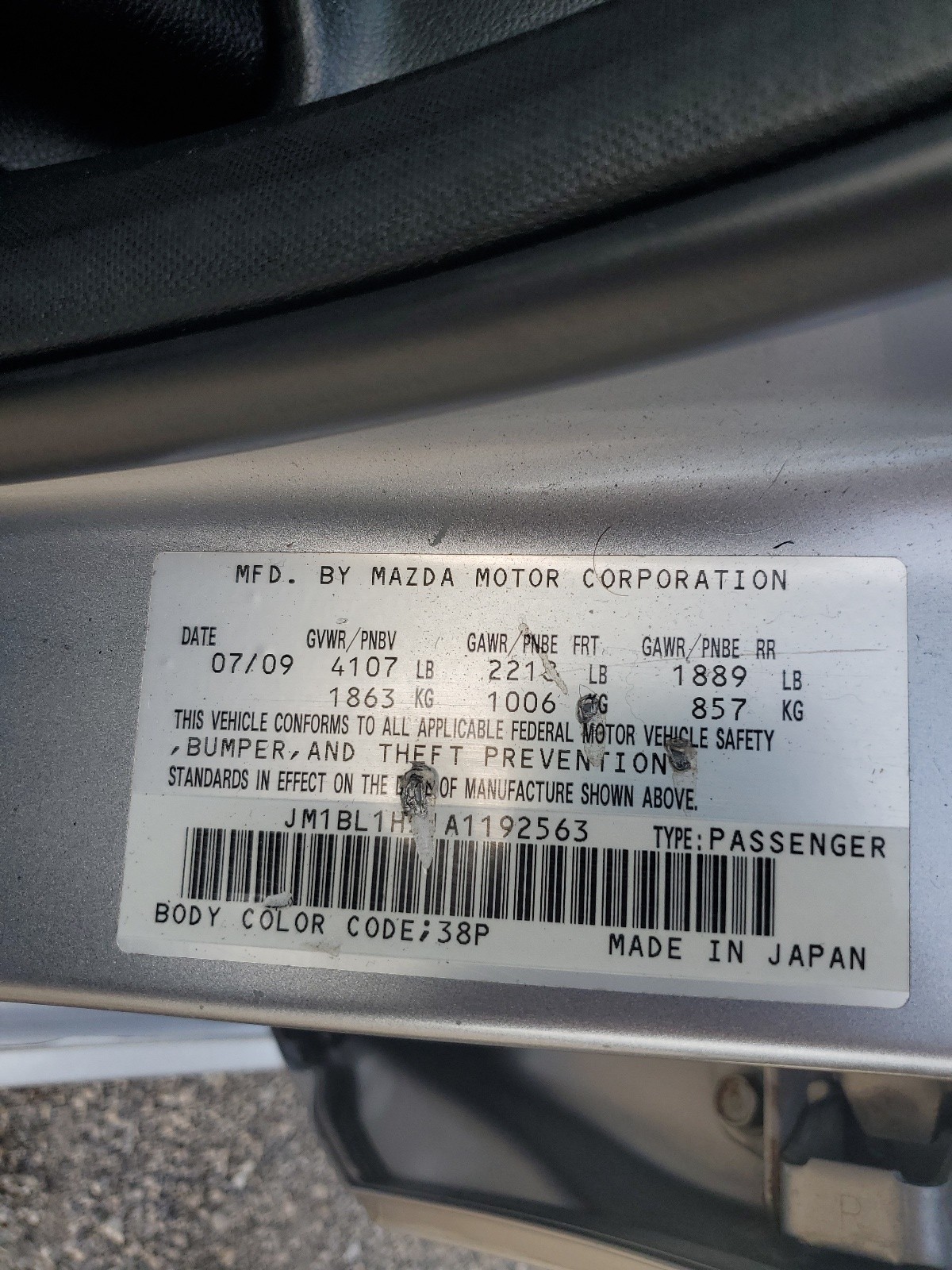 JM1BL1H51A1192563 2010 Mazda 3 S