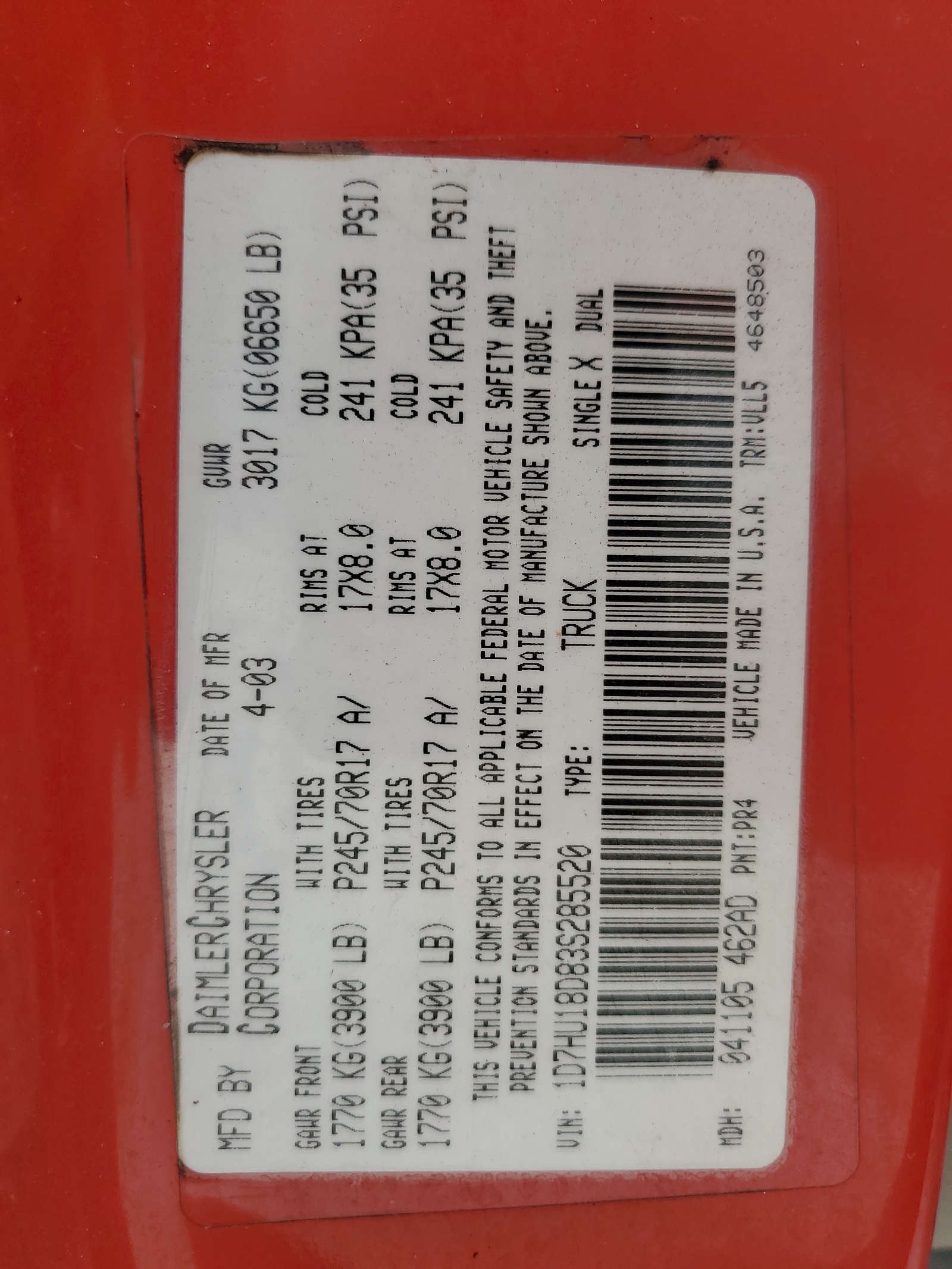 1D7HU18D83S285520 2003 Dodge Ram 1500 St